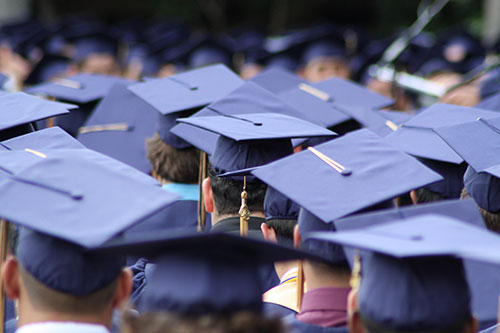 Graduates at graduation ceremony