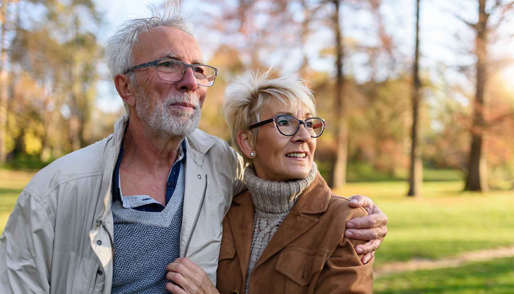 Retired couple outdoors