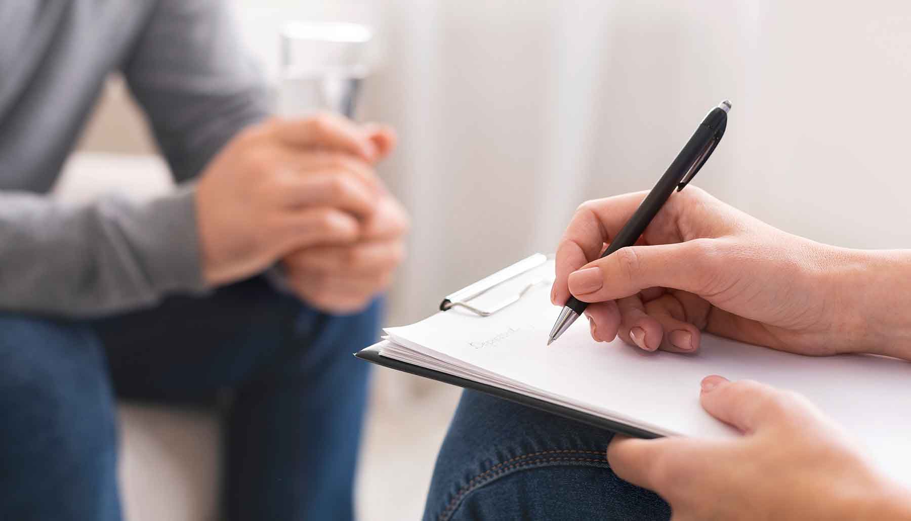 Counselor helping a patient